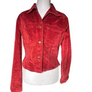 Sergio Valente Red XL Fitted Button Cropped Soft Cotton Valentine Jacket